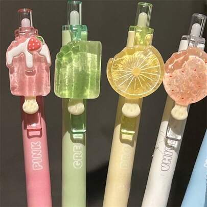 1 pièce Stylo mode neutre transparent et mignon de la série de fruits, convient pour le bureau, les études, l'écriture et autres scénarios, stylo neutre minimaliste