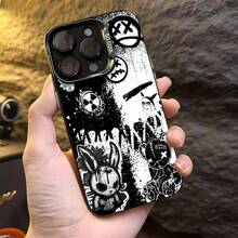 Iconos del graffiti grunge y la cultura pop en blanco y negro.funda de teléfono Fundas compatibles con ,Apple,VIVO,OPPO,,, y Honor.Fabricadas en silicona TPU,ofrecen protección contra golpes y caídas. - Negro - Ver 4