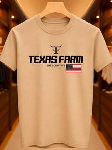Rodeo Country Texas Farm United States Unisex T-Shirt 100% Premium Cotton – Men's And Women's | Casual, Streetwear, Plus Size, New Arrival With Immediate Shipping In Various Colors - 卡其色 - 查看 1