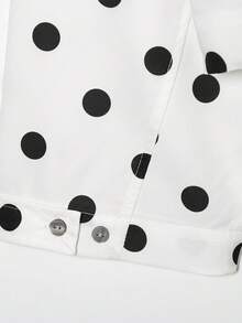Chaqueta con cordón estampada con lunares, de estilo informal para vacaciones de primavera y otoño, color blanco - Blanco - Ver 11