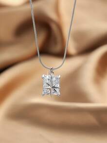 1 chiếc dây chuyền mặt đá Zirconia sang trọng tối giản, kiểu dáng dây rắn, thích hợp đeo hàng ngày, là món quà tuyệt vời dành cho phụ nữ, bé gái, nhân dịp Ngày của Mẹ, Ngày Nhà giáo, Lễ Tạ ơn, Ngày Valentine. - Nhiều màu - Xem 3