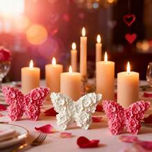 4pcs Rose Flower & Butterfly Silicone Molds - DIY Resin And Candle Making, Delicate Floral Design, Suitable For Home Decor Crafts, Candle Making Molds - White - View 4
