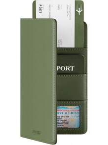 Cartera Porta Pasaporte Billetera de Viaje con Bloqueo  para Hombres y Mujeres - Piel de vacuno de grano superior - Negro - Ver 12