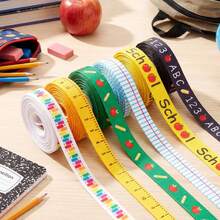 1 Roll 5 Yards (1cm) Back To School Decorative Ribbon, Preschool Apple Pencil ABC Ribbon, Welcome School Woven Ribbon, Suitable For Crafts, Gift Wrapping, Party Decoration, Hair Accessories Bows, Wreath Gift Packaging Decorations - View 4