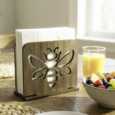 1/4 piezas Portavasos de madera vintage calado, soporte de almacenamiento con temas de animales y naturaleza, accesorio de cocina práctico, adecuado para decoración del centro de la sala de estar o mesa de comedor, regalo para el hogar.