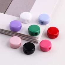 8mm Solid Color Acrylic Flat Round Large Hole Beads, DIY Jewelry & Craft Accessories For Bracelets, Earrings - Multicolor - View 5