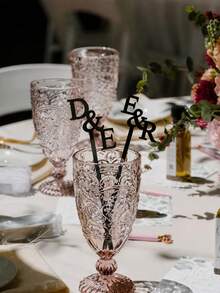 10/30/50pcs Customized Name Stir Sticks, Personalized Acrylic Drink Stirrers, Single Letter Cocktail Stirrers For Wedding & Party ,Forever Love - Nhiều màu - Xem 2