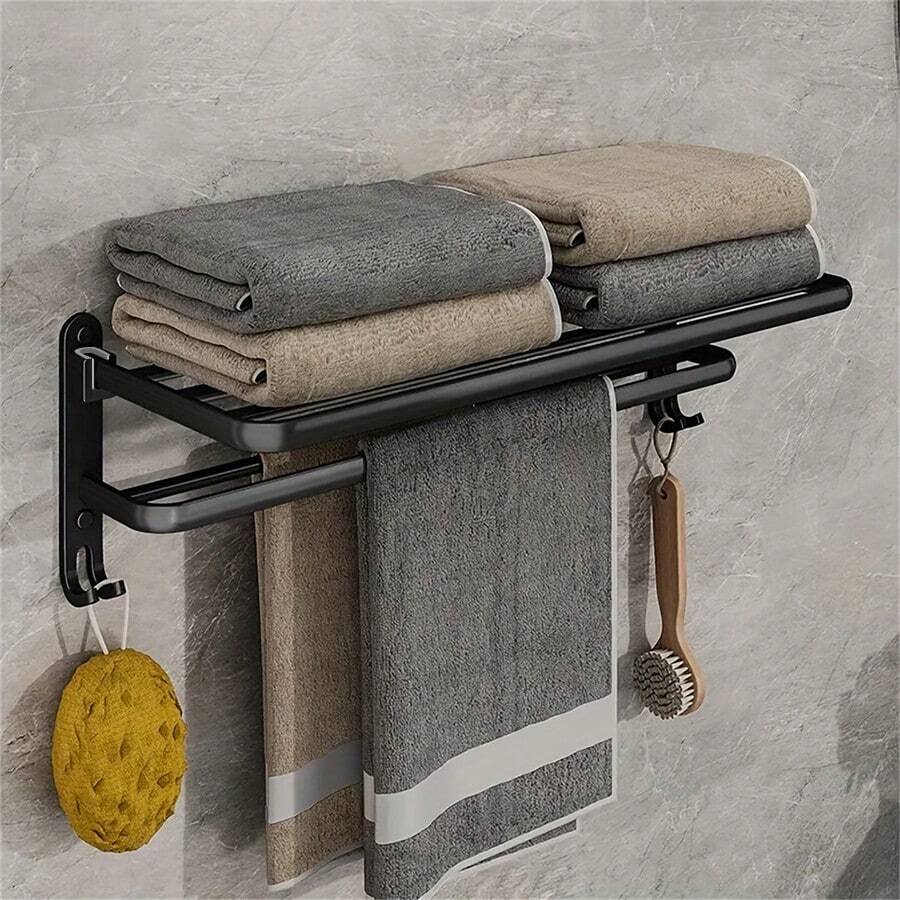 Bathroom Towel Rack - Wall-Mounted Rust-Proof Design; Wall-Mounted Towel Rack, Installed With Screw Fixation; Shower Storage Rack, Space-Saving Storage And Organization Rack; Perfect For Hotel And Home Use, Can Store Shower Supplies, Bathrobes And Towels; Bathroom Accessories; Bathroom Storage And Organization