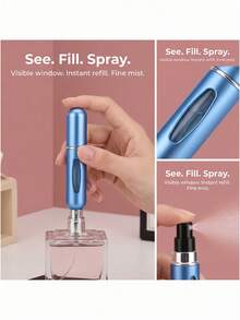 1/10/20pcs  Refillable Perfume Atomizer, Portable Mini Travel Cologne Dispenser Empty Spray Bottle, Bottom Fill Fragrance Pump Case With Visible Window For Purse, Pocket & Gym - random color - 查看 4