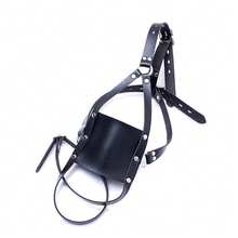 Y-Shape Restraint Leather Mouth Masks SM Strap-On Mouth Gag SM Breathable Bondage Ball Adult Fetish Sex Toys - Black - View 11