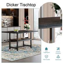 Rectangular Black Industrial Dining Table Measuring 160 * 90 * 76 Cm For 4-6 People With A Versatile Storage Shelf For Living Room, Kitchen And Dining Room - 黑色 - 查看 5