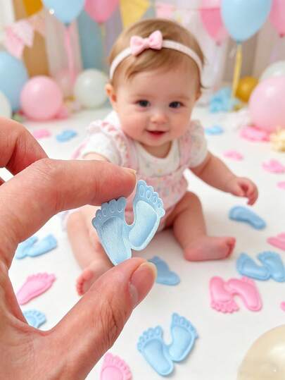 100 miếng giấy trang trí hình dấu chân mini, thích hợp cho tiệc mừng em bé chào đời, trang trí tiệc cho bé, tiệc tùng, quà tặng mừng em bé chào đời, tiệc tiết lộ giới tính, quà tặng cho bé và tiệc sinh nhật.