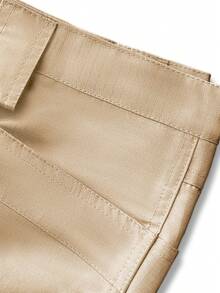 2 Piezas Pantalones Tácticos Hombre Cremallera Rectos Almacenaje  para Uso Diario y Labores - Caqui - Ver 3