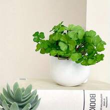 2pcs Artificial Maidenhair Fern And Clover Plant Set, For Wall Decor, Soft Mini Bouquet, Handmade Fake Ivy Leaves, Suitable For Garden, Desktop Bonsai, Home, Shop And Office Decoration - Multicolor - View 6