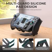 Handgehaltene Gaming Konsole Ständer, Metall Schreibtischständer kompatibel mit ROG Ally X/ROG Ally, Switch 2/Switch OLED, Steam Deck, PS Portal und MSI Claw, geeignet für Geräte bis zu 33mm Dicke, rutschfeste Silikonpads, offenes Kühldesign - Übersicht 4