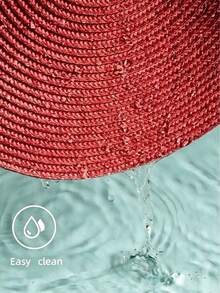 15-Inch Red PP Handwoven Placemat, Round Woven Dining Table Mat, Heat-Resistant Pad, Decorative Mat, Best Seller, Multi-Color Options, Tablecloth, Wrinkle-Resistant Dining Table Mat, Suitable For Birthday, Christmas, Housewarming, Celebration Banquet, Holiday Party, Family Gathering And Other Occasions - Red - View 3