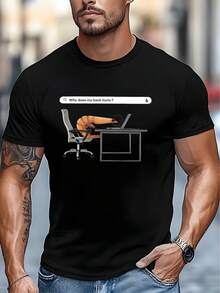 Men's Funny Office Humor T-Shirt - Slouching Shrimp Print Crew Neck Short Sleeve Tee Suitable For Daily Commuting, Casual Wear & Shrimp-Themed Gifts, Machine Washable Non-Slip Shirt For Outdoor Leisure And Office  Jokesmänner Tshirt - 黑色 - 查看 1