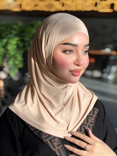 1pc Hijab Cap, Women's Middle Eastern Arabic Dubai Turkey Solid Color Classic Minimalist Casual Elegant Modest Modal Silk Blend Soft Breathable Comfortable Long Brim 2-In-1 Scarf Turban Hijab Caps, Suitable For Daily Life, Festivals, Gatherings, Worship, Travel Essential