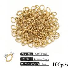 100/200个 304不锈钢18K镀金椭圆形开口圈连接器，DIY手链项链钥匙扣饰品配件 - 開口圈 - 查看 13