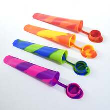 3pcs Colorful Silicone Popsicle Mold - DIY Ice Cream And Smoothie Maker, Suitable For Home Entertainment, Reusable Ice Pop Mold, Refreshing For Summer (Random Color) - Multicolor - View 6