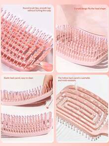 2 Packs Detangling Hair Brush For Wet & Dry Hair, Curved Vent Hair Detangler Brush For Women, Men - Does Not Pull, Removes Tangles, Curly Straight & Thick Hair Care Accessories - Square - View 6