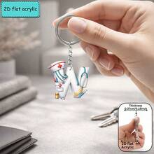 2D Acrylic Nurse Uniform Letter Keychain, Creative Keychain, Nurse Theme, Fashion Accessory, Suitable For Multiple Occasions, Perfect Gift For Friends - Nurse Uniform Letter Keychain - View 30