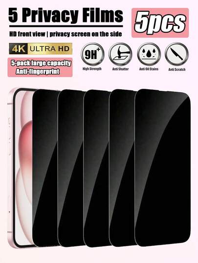 5pcs High-Hardness Tempered Glass Screen Protector, Stable Structure, Scratch-Resistant, Anti-Fingerprint, Suitable For Home, Office, Travel And School Scenarios