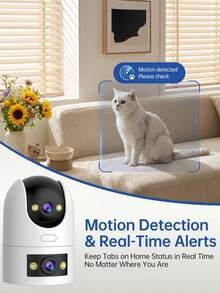 Cámara de con doble lente y doble luz de 1440P 5G WiFi, iluminación de brillo mejorado, uso en interiores/exteriores, WiFi de 5GHz, detección de movimiento de doble pantalla, visión nocturna a todo color, audio bidireccional, clasificación IP66 para exteriores, alarma automática, control remoto por aplicación, compatible con tarjeta SD y almacenamiento en la nube, cámara para bebés y de calles - En blanco y negro - Ver 3