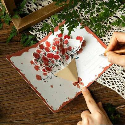 Bộ 6 thiệp chúc mừng 3D hình hoa kèm phong bì, họa tiết hoa, thích hợp cho Ngày của Mẹ, sinh nhật, lời cảm ơn và nhiều dịp khác, kích thước 4 x 6 inch.