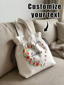 New Mother's Day Lightweight Drawstring Tote Bag With Customizable Text. It Can Be Personalized With Your Unique Design, Perfect For Shopping, Travel And Beach Use. An Ideal Gift, This Large Capacity Women's Shoulder Bag Is A Must-Have For Daily Use. - Multicolor - View 7
