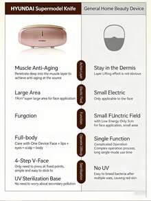 HYUNDAI HD-2452-1GD All-In-One Top-Spec Rechargeable Beauty Device, Lifting & Firming V-Face + Anti-Aging Wrinkle Reduction, Lip Enhancing, Eye Brightening, Hair Health & Body Shaping, Home Facial Massager - Supermodel Knife - View 9