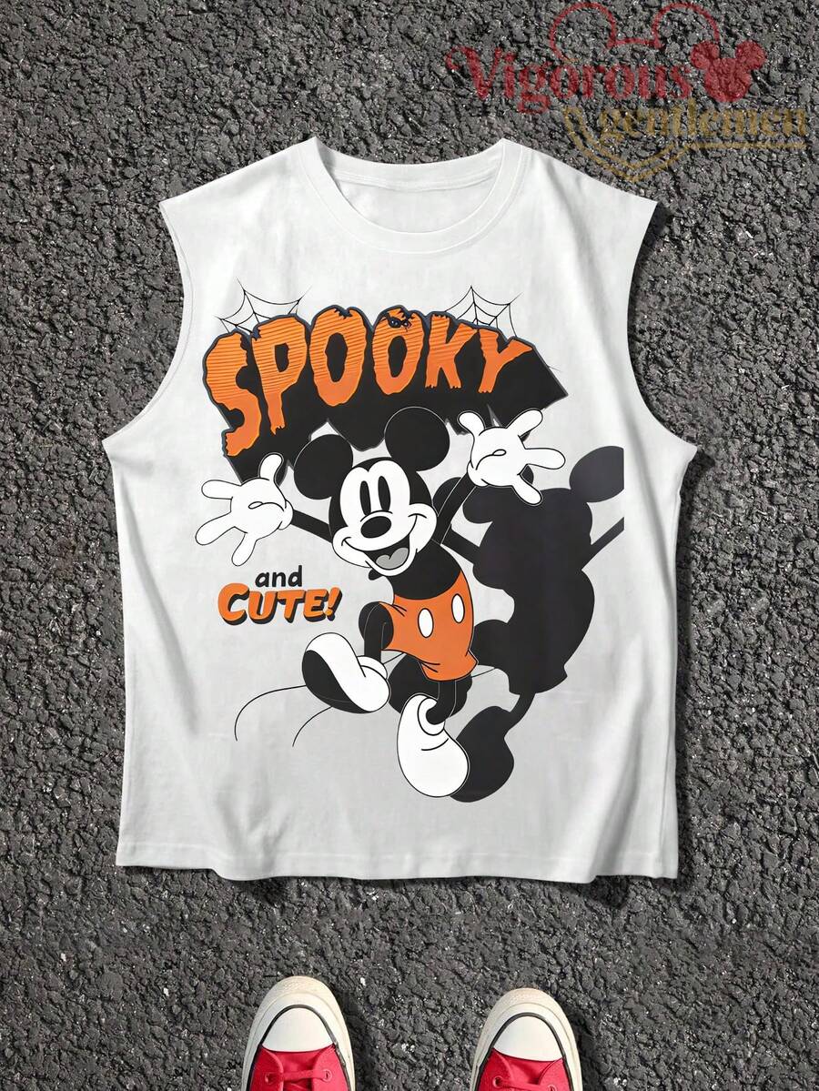 Disney Mickey Mouse Spooky & Cute Halloween Summer Tank Top - 白色 - 查看 1