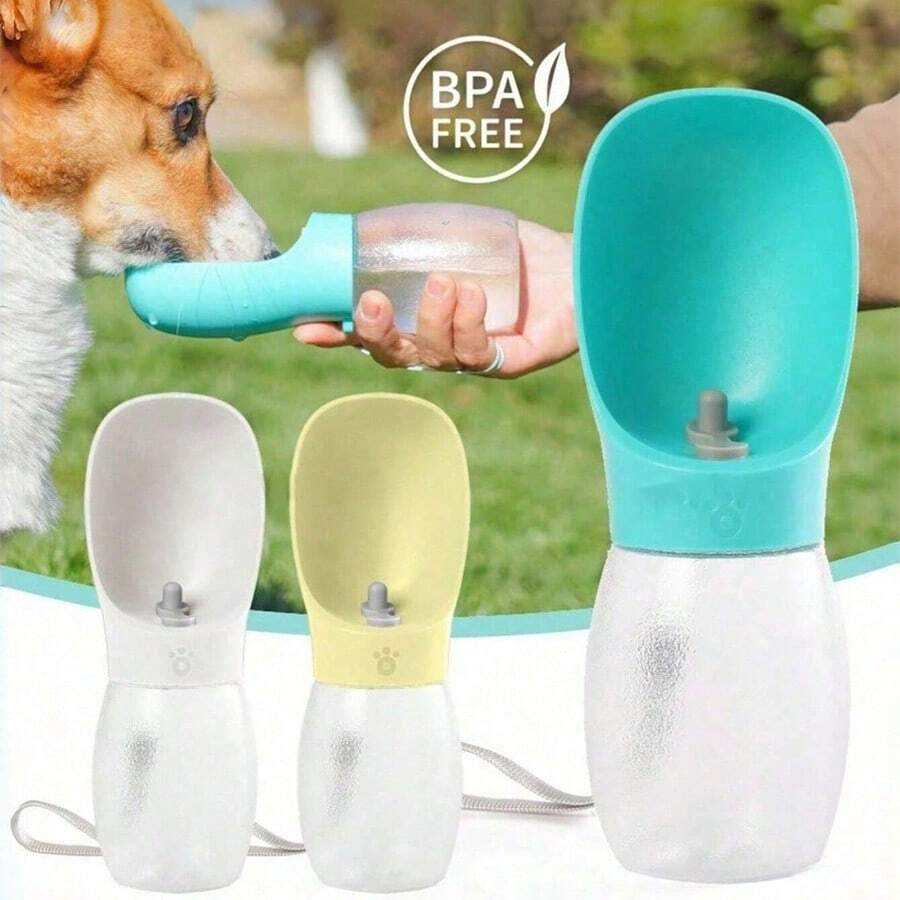 1个便携式宠物水碗,适用于猫狗,防漏幼犬饮水器,户外宠物饮水喂食碗,狗狗旅行水瓶(灰白色) - 彩色 - 查看 1