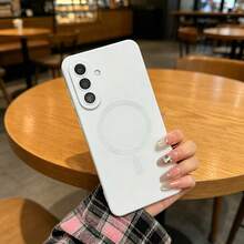 磁吸式 Galaxy A57 A37 A56 A36 A27 A26 A16 A17 A06 A07 S25 FE S26 相容手機殼 [內建相機鏡頭保護蓋] 纖薄軟矽膠防震緩衝金屬光澤軟殼，適用 S26 Ultra S25 Ultra S24 Ultra - 白色 - 查看 6