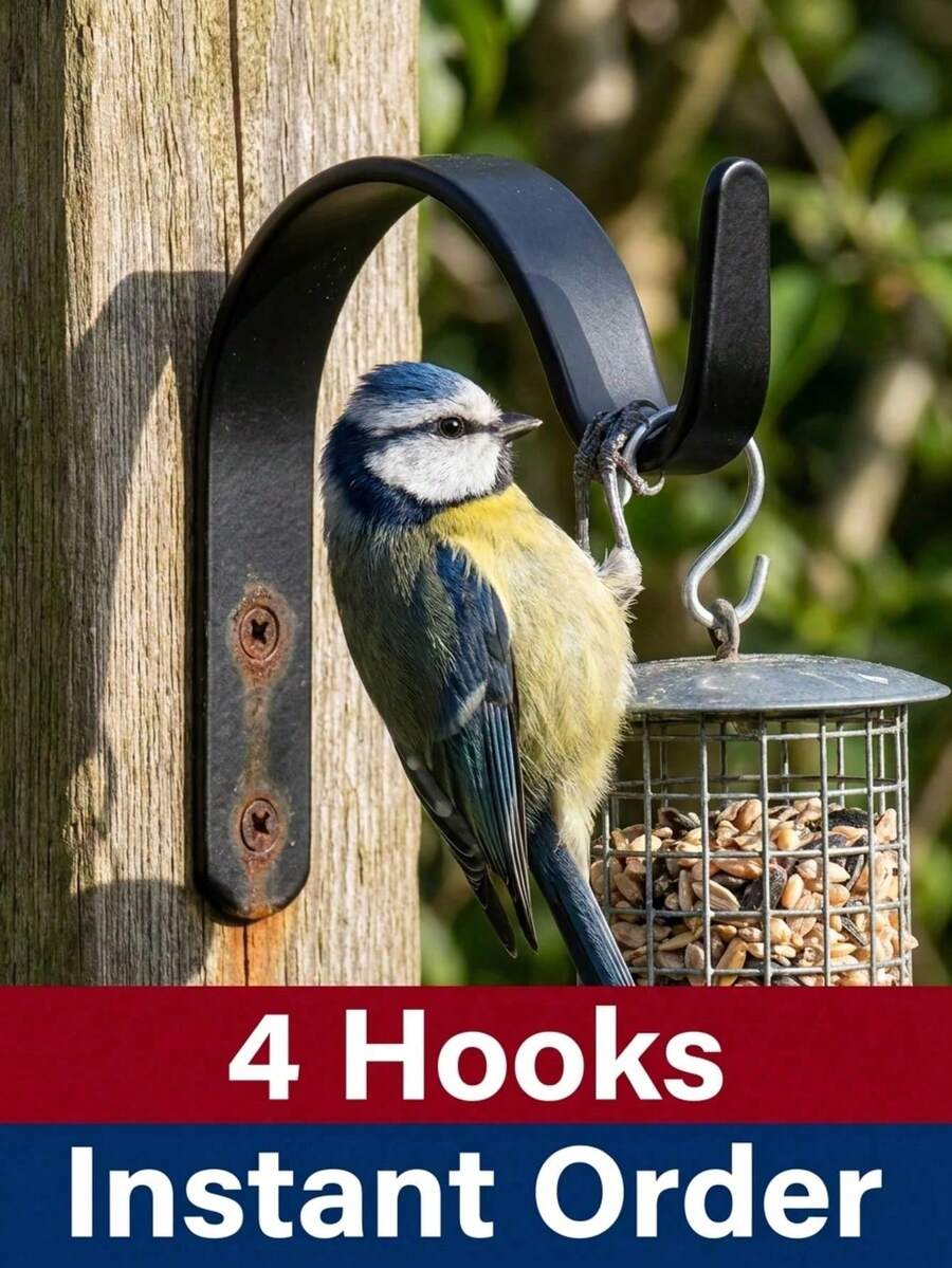1/4/8pcs Black Sturdy Arched Multi-Purpose Iron Hooks, Rust-Resistant Plant Hangers, Suitable For Hanging Wind Chimes, Wall-Mounted Plant Racks, Large Outdoor Planters And Stands, Applicable For July 4th Decor, Gardening Tools, Outdoor Furniture, Outdoor Decor