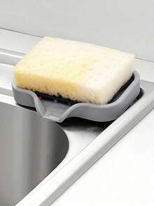 1pc Silicone Kitchen Sink Tray With Drainage Hole, Includes Soap Dish And Cleaning Brush Holder, Home Kitchen & Bathroom Accessory - Multicolor - View 6