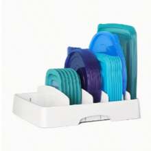 Simple Houseware Food Container Lids Storage Organizer With Adjustable Dividers, White - View 3