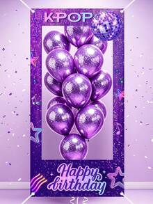 1 khung chụp ảnh sinh nhật màu tím, kích thước 120x60cm, phông nền chụp ảnh selfie bằng polyester họa tiết K-POP Chúc mừng sinh nhật, phù hợp cho bé trai và bé gái, đồ dùng trang trí tiệc sinh nhật chủ đề K-POP. - Nhiều màu - Xem 3