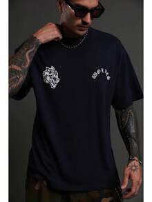 DARCSPORT American-Style  Retro T-Shirt For Couples, Men's Top, Pure Cotton Loose-Fit Round-Neck T-Shirt - T250816 Màu đen - Xem 7