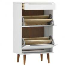 vidaXL Armoire à chaussures MOLDE Blanc 59,5x35x103 cm Bois de pin - Multicolore - Voir 5
