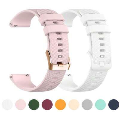 20毫米时尚硅胶腕带，适用于vivoactive 3/5、Venu 2 Plus/Sq 2/SQ、Forerunner 45/55/158/245/645、Galaxy Watch Active/Active 2/3/4/4 Classic/5/5 Pro/6/6 Classic、Gear S2/S2 Classic、Watch GT 2/3/3 Pro、GTS 4/4 Mini/3。采用精致的3D点状图案设计，搭配玫瑰金表扣。柔软舒适，透气性佳，是多功能智能手表的理想配件和礼品之选。