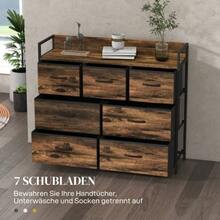 Kommode Mit 7 Stoffschubladen, Anti-Kipp, Aufbewahrungsschränke, Sideboard MDF, - Brown - View 1