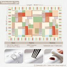 MEMNUN 1PC Colorful Patchwork Geometric Print Pattern Tablecloth, Playful And Vibrant Dining Tablecloth 140*220cm/140*180cm/140*140cm/90*140cm, Printed Polyester Material Table Decor, Home Decor, Kitchen Decor, Table Cloth Rectangle, Table Cloth Square, Home Decor Suitable For Picnic, Camping, Party, Restaurant Buffet, Home Decoration, Dining Table, Tabletop, Countertop Decoration, Home DIY - Multicolor - View 10