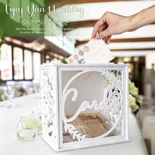1pc White Elegant Acrylic Card Box With Window And Slot - Suitable For Home Decor, Birthday, Christmas, Graduation, Bridal Shower, Wedding, Anniversary Party Supplies And Room Decoration - Multicolor - View 3