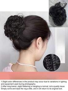 1pc Natura Hair Ball Real Messy Curly Wig Flower Bud Clip Easy Clip In Hair Suitable For Weddings Parties Daily Use Women's Hair Extensions - Black - View 14