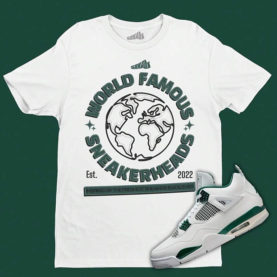 Camiseta mundialmente famosa de Sneakerheads a juego con Airs jordanss 4 verde oxidado - forma - Ver 1