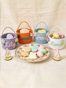 Una cesta de almacenamiento de cuerda de algodón personalizada, personalizable con un nombre, cesta de almacenamiento de juguetes, para recién nacidos, Pascua, cumpleaños, familias con mascotas, bautizos, adecuada para almacenar ropa de niños, artículos varios, juguetes y como pieza decorativa para una habitación infantil. - Multicolor - Ver 4