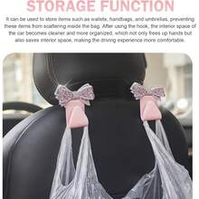 1 móc treo tựa đầu ô tô hình nơ đính đá rhinestone sáng bóng cho ghế sau, treo túi xách, túi mua sắm và các vật dụng khác, thiết kế đính đá thời trang, chắc chắn chống trượt, phù hợp cho sedan, SUV và xe tải, tiết kiệm không gian, giữ nội thất xe gọn gàng, phụ kiện thời trang dễ thương cho nữ, giải pháp lưu trữ nội thất ô tô bán chạy và làm quà tặng - Nhiều màu - Xem 7