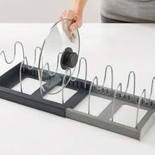 1 Set Kitchen Pot Pan Organizer Rack, Ultimate Kitchen Storage Solution - Expandable Space-Saving Rack With Pot Lid Holder, Utensil Rack And Draining Board - Multicolor - View 6