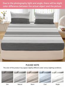 1pc Line Pattern Printed Bedsheet, Soft & Comfortable Bedroom Mattress Protector Cover, Machine Washable, Perfect Holiday Gift, Suitable For All Seasons, Room Decor - Multicolor - View 8